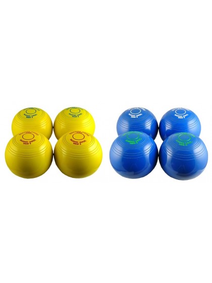 DRAKES PRIDE 3-7/8 INCH INDOOR CARPET BOWLS - 8 BOWLS COLOURED